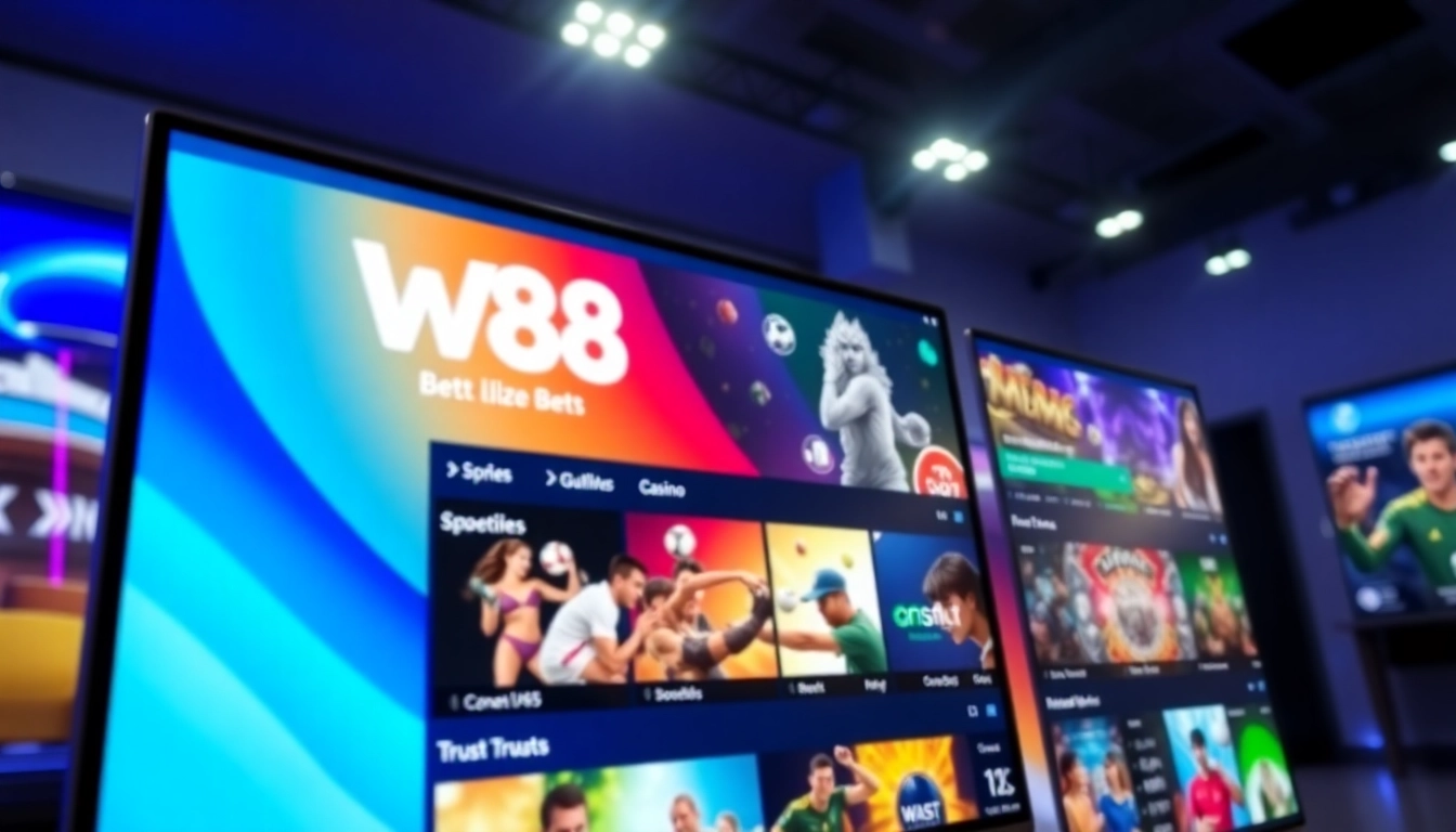 Engaging w88 online betting platform with vibrant sports and casino visuals for user engagement