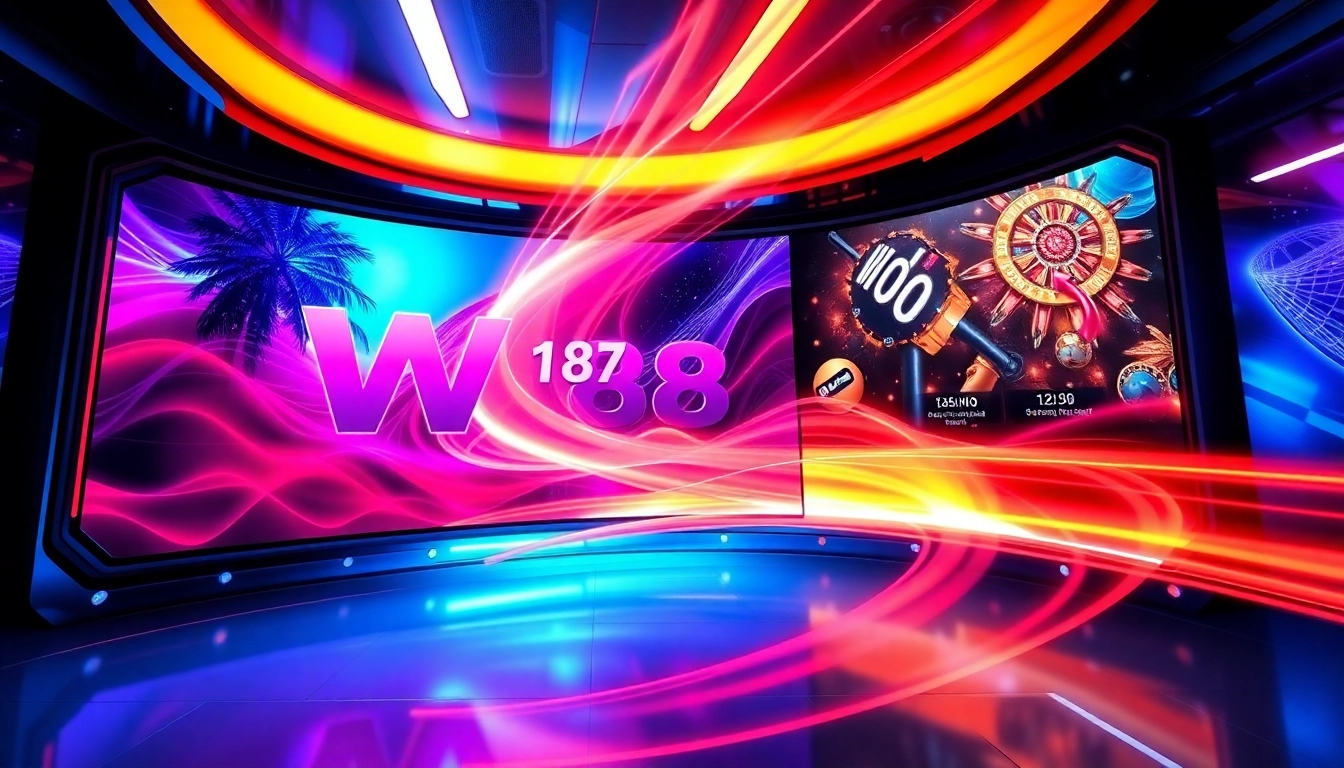 W88 online gambling platform showcasing vibrant user interface and digital branding for engaging experiences