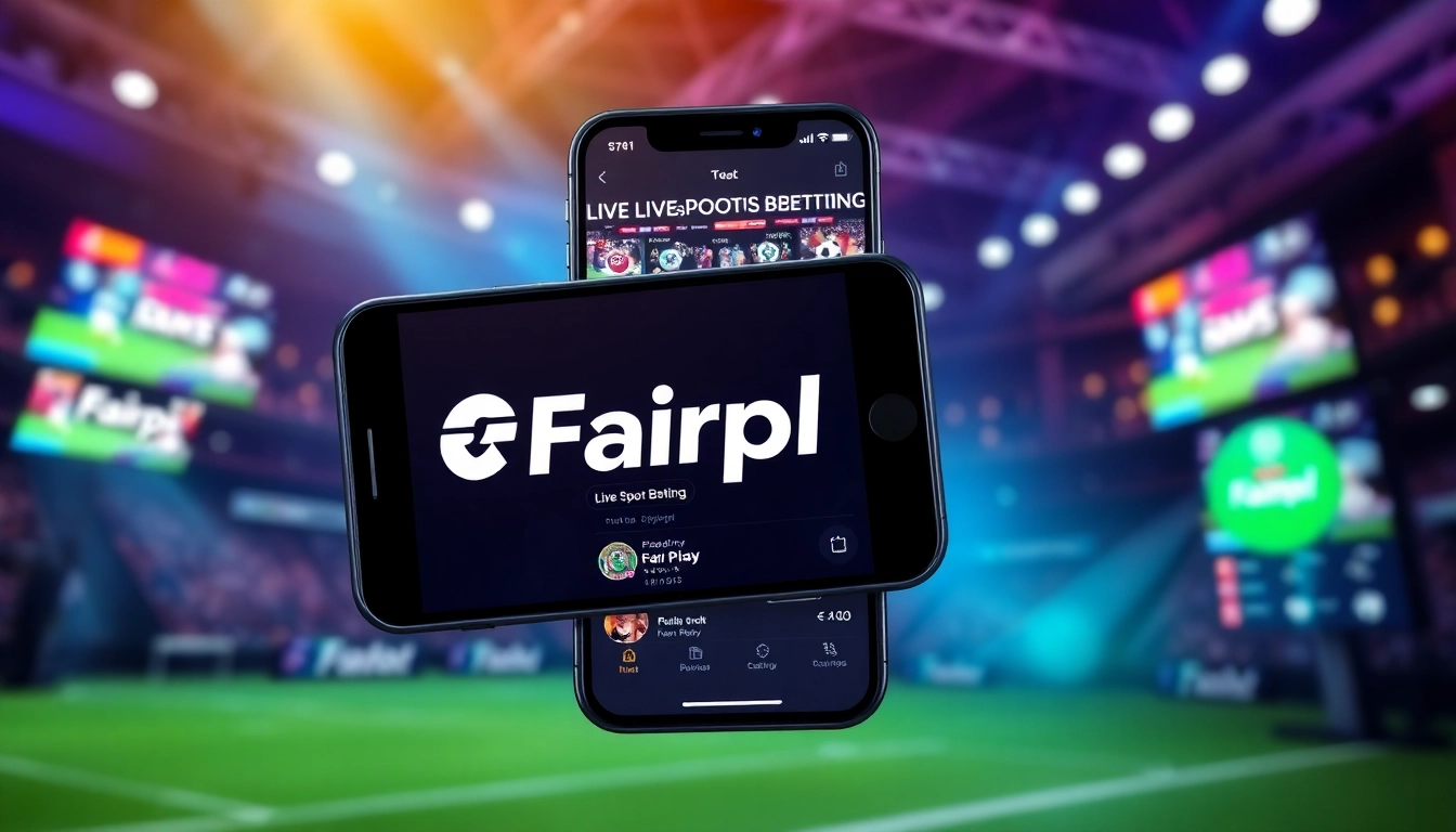 Fairplay sports betting platform logo on mobile device with active live odds and casino games.