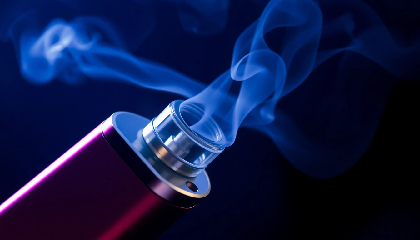E-cigarette device producing vapor with a sleek design, highlighting modern vaping technology